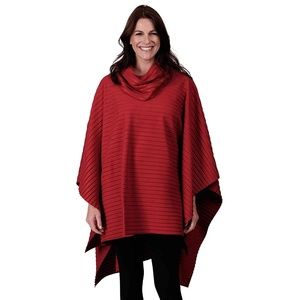 Le Moda Women’s Pleated Poncho with Shawl Collar